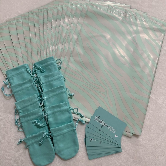 Other - LAST SET Mint Green Zebra Print Poly Mailers & Aqua Shipping Essentials Set